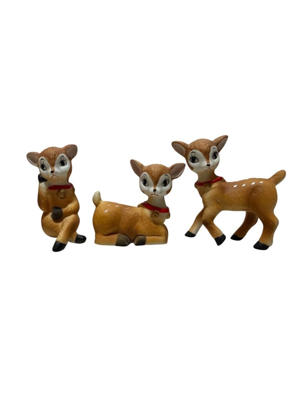 Homco Vintage Set of 3 Ceramic Deer Figurines Collectibles Christmas Holiday